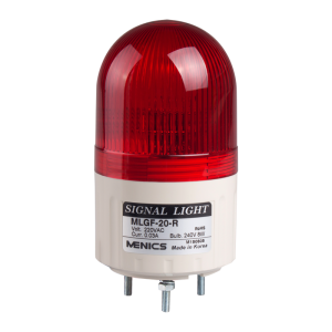 Beacon steady & flashing light, 66mm red lens, Stud mount, Incandescent bulb, 110V AC 8W