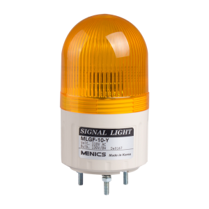 Beacon steady & flashing light, 66mm yellow lens, Stud mount, Incandescent bulb, 110V AC 8W