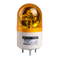 Beacon rotating light, 66mm yellow lens, Stud mount, Incandescent bulb, 110V AC 8W