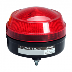 Signal Light, 86mm, LED, Stud Mount, Red Lens, Steady+Flashing+Rotating, 100-220 VAC