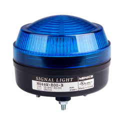 Signal Light, 86mm, LED, Stud Mount, Blue Lens, Steady+Flashing+Rotating, 80 dB Buzzer, 24 VAC/DC