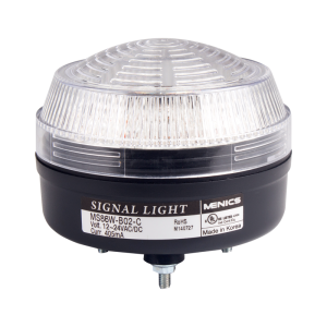 Signal Light, 86mm, LED, Stud Mount, Clear Lens, Steady+Flashing+Rotating, 100-220 VAC