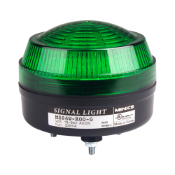 Signal Light, 86mm, LED, Stud Mount, Green Lens, Steady+Flashing+Rotating, 80 dB Buzzer, 24 VAC/DC