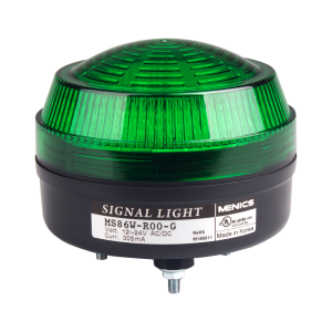 Signal Light, 86mm, LED, Stud Mount, Green Lens, Steady+Flashing+Rotating, 12-24 Volt AC/DC