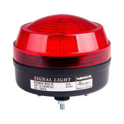 Signal Light, 86mm, LED, Stud Mount, Red Lens, Steady+Flashing+Rotating, 80 dB Buzzer, 24 VAC/DC