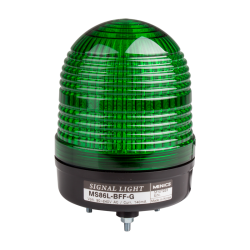 Beacon steady & flash light, 86mm green lens, 80dB sound, Stud mount, LED, 24V DC/AC