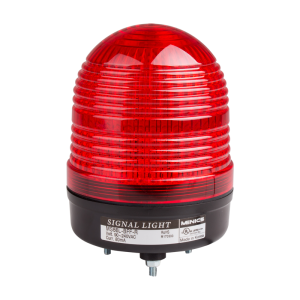 Beacon steady & flash light, 86mm red lens, 80dB sound, Stud mount, LED, 90-240V AC