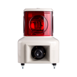 Rotating tower light, 140mm red color 1 stack, 100dB & 3 audible alarms, Stud mount, Terminal connector, 24V DC