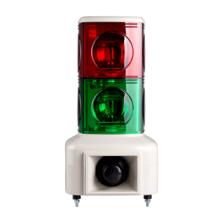 Rotating tower light, 140mm red/green color 2 stack, 100dB & 3 audible alarms, Stud mount, Terminal connector, 24V DC