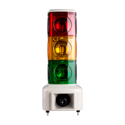 Rotating tower light, 140mm red/yellow/green color 3 stack, 100dB & 3 audible alarms, Stud mount, Terminal connector, 12V DC