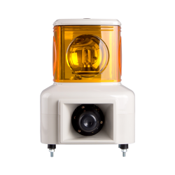 Rotating tower light, 140mm yellow color 1 stack, 100dB & 3 audible alarms, Stud mount, Terminal connector, 24V DC