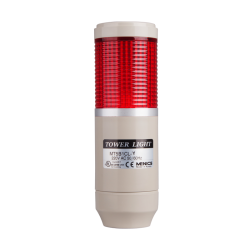 Stack tower light, 56mm Red color 1 stack, Steady, Pole mounting beige body, 25" prewired, Incandescent, 24V AC/DC 10W