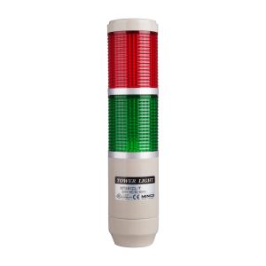 Stack tower light, 56mm Red/green color 2 stack, Steady, Pole mounting beige body, 25" prewired, Incandescent, 12V AC/DC 10W