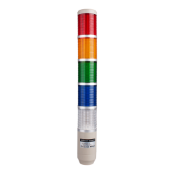 Stack tower light, 56mm Red/yellow/green/blue/clear color 5 stack, Steady, Pole mounting beige body, 25" prewired, Incandescent, 24V AC/DC 10W