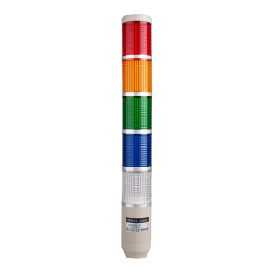 Stack tower light, 56mm Red/yellow/green/blue/clear color 5 stack, Steady, Pole mounting beige body, 25" prewired, Incandescent, 24V AC/DC 10W