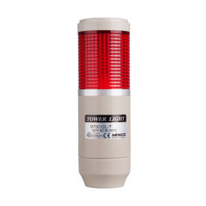 Stack tower light, 56mm Red color 1 stack, Steady/flash, Pole mounting beige body, 25" prewired, Incandescent, 24V AC/DC 10W