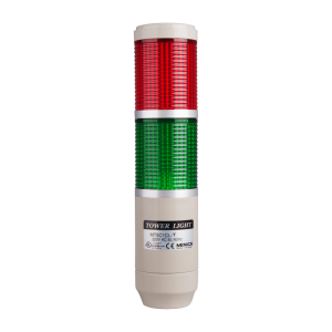 Stack tower light, 56mm Red/green color 2 stack, Steady/flash, Pole mounting beige body, 25" prewired, Incandescent, 110V AC10W