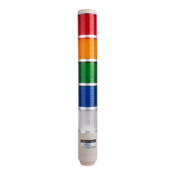 Stack tower light, 56mm Red/yellow/green/blue/clear color 5 stack, Steady/flash, Pole mounting beige body, 25" prewired, Incandescent, 24V AC/DC 10W