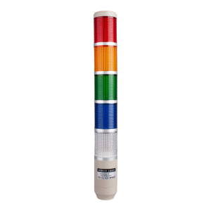 Stack tower light, 56mm Red/yellow/green/blue/clear color 5 stack, Steady/flash, Pole mounting beige body, 25" prewired, Incandescent, 24V AC/DC 10W