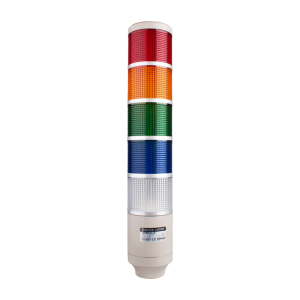Stack tower light, 85mm Red/yellow/green/blue/clear color 5 stack, Steady, Pole mounting beige body, 25" prewired, Incandescent, 24V AC/DC 10W