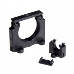 Tube clip bracket Tube#12, W27.5xH25.7xT33mm size, 3x5.4mm mount holes, Polyamide 6, Black