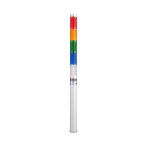 LED stack tower light, 25mm red/yellowgreen/blue/clear color 5 stack, Steady/flash, Direct mounting 200mm long aulminum body, 25" prewired, 12V AC/DC