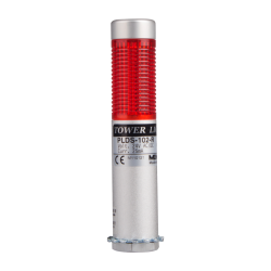 LED stack tower light, 25mm red color 1 stack, Steady, Direct mounting 65mm long aulminum body, 25" prewired, 12V AC/DC