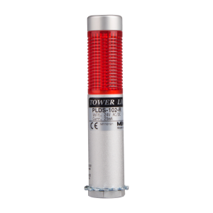 LED stack tower light, 25mm red color 1 stack, Steady, Direct mounting 65mm long aulminum body, 25" prewired, 12V AC/DC