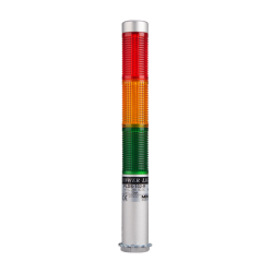 LED stack tower light, 25mm red/yellowgreen color 3 stack, Steady, Direct mounting 65mm long aulminum body, 25" prewired, 12V AC/DC