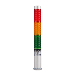 LED stack tower light, 25mm red/yellowgreen color 3 stack, Steady/flash, Direct mounting 65mm long aulminum body, 25" prewired, 12V AC/DC