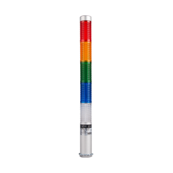 LED stack tower light, 25mm red/yellowgreen/blue/clear color 5 stack, Steady/flash, Direct mounting 65mm long aulminum body, 25" prewired, 24V AC/DC