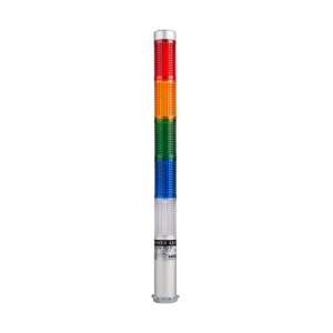 LED stack tower light, 25mm red/yellowgreen/blue/clear color 5 stack, Steady/flash, Direct mounting 65mm long aulminum body, 25" prewired, 24V AC/DC