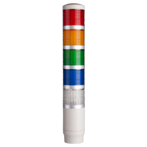 Tower Light, 45mm LED 5 Stack, Steady, 24VAC/VDC, Yellow, Green, Blue, Clear Lens