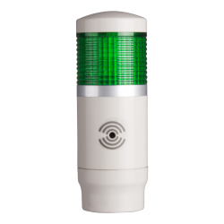 Tower Light, 45mm LED 1 Stack, Steady and flashing, 12VAC/VDC, Green Lens with built-in buzzer