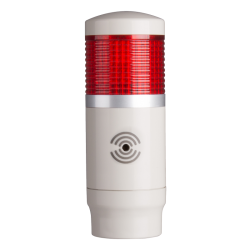 Tower Light, 45mm LED 1 Stack, Steady and flashing, 12VAC/VDC, Red Lens with built-in buzzer