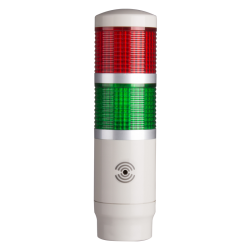 Tower Light, 45mm LED 2 Stack, Steady and flashing, 12VAC/VDC, Red and Green Lens with built-in buzzer