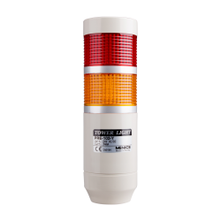 LED stack tower light, 56mm red/yellow color 2 stack modular, Steady/flash, Pole mounting beige body, 25" prewired, 12V AC/DC