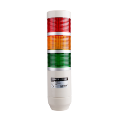 LED stack tower light, 56mm red/yellow/green color 3 stack modular, Steady/flash, Pole mounting beige body, 25" prewired, 12V AC/DC