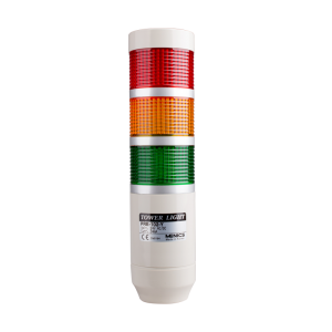 LED stack tower light, 56mm red/yellow/green color 3 stack modular, Steady/flash, Pole mounting beige body, 25" prewired, 12V AC/DC