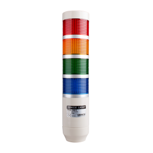 LED stack tower light, 56mm red/yellow/green/blue color 4 stack modular, Steady/flash, Pole mounting beige body, 25" prewired, 12V AC/DC