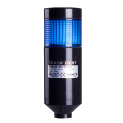 LED stack tower light, 56mm blue color 1 stack modular, Steady, Pole mounting black body, 25" prewired, 24 VAC/DC