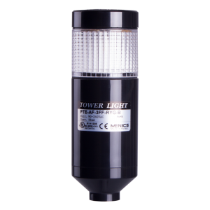 LED stack tower light, 56mm clear color 1 stack modular, Steady, Pole mounting black body, Terminal connector 24V AC/DC