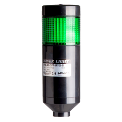 LED stack tower light, 56mm green color 1 stack modular, Steady, Pole mounting black body, 25" prewired, 90-240V AC