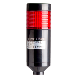 LED stack tower light, 56mm red color 1 stack modular, Steady, Pole mounting black body, 25" prewired, 24 VAC/DC