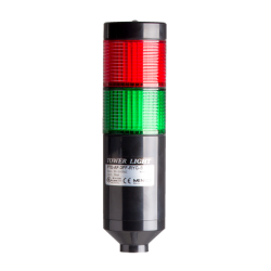 LED stack tower light, 56mm red/green color 2 stack modular, Steady, Pole mounting black body, 25" prewired, 90-240V AC