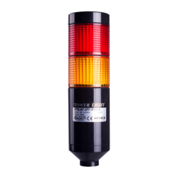 LED stack tower light, 56mm red/yellow color 2 stack modular, Steady, Pole mounting black body, 25" prewired, 90-240V AC