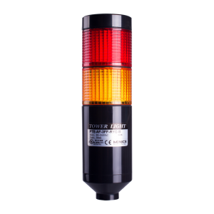 LED stack tower light, 56mm red/yellow color 2 stack modular, Steady/flash, Pole mounting black body, Terminal connector 24V AC/DC