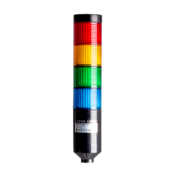 LED stack tower light, 56mm red/yellow/green/blue color 4 stack modular, Steady, Pole mounting black body, 25" prewired, 90-240V AC