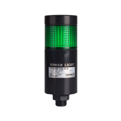 LED stack tower light, 56mm green color 1 stack modular, Steady, Direct mounting black body, Terminal connector 24V AC/DC