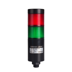LED stack tower light, 56mm red/green color 2 stack modular, Steady/flash, Direct mounting black body, 25" prewired, 24V AC/DC